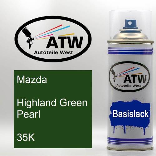 Mazda, Highland Green Pearl, 35K: 400ml Sprühdose, von ATW Autoteile West.